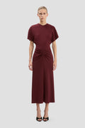 Bela Midi Dress In Burgundy