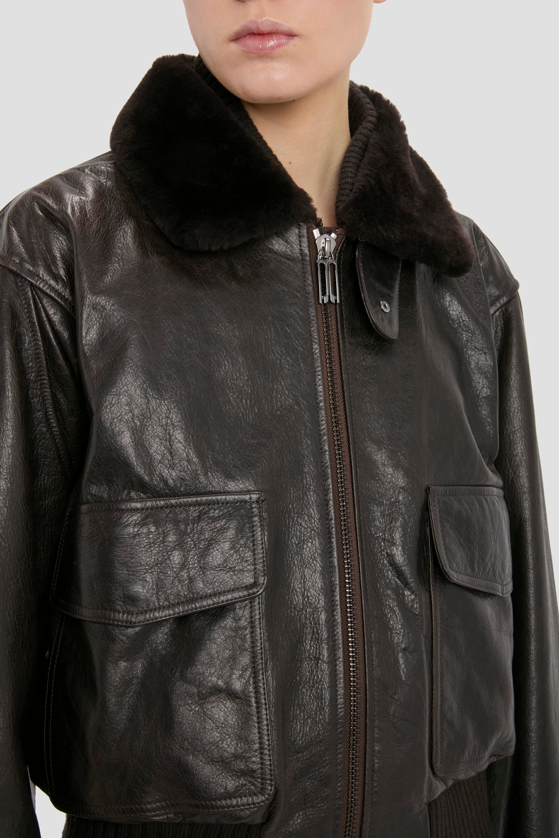 Aviator Jacket In Dark Brown